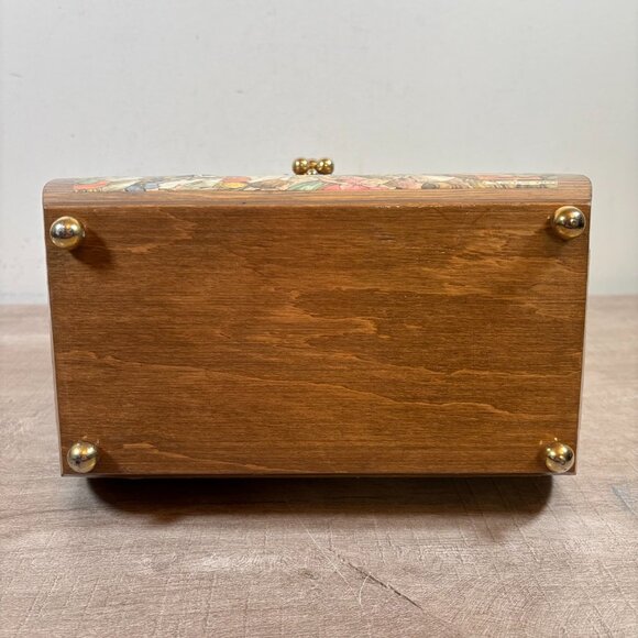 Vtg Decoupage Wooden Purse - Picture 9 of 14